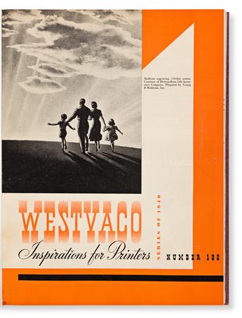 VARIOUS DESIGNERS. Westvaco - Inspirations for Printers. 3 vols: 1938-1939, 1940-1941, 1956-1961. West Virginia Pulp and Paper Company,